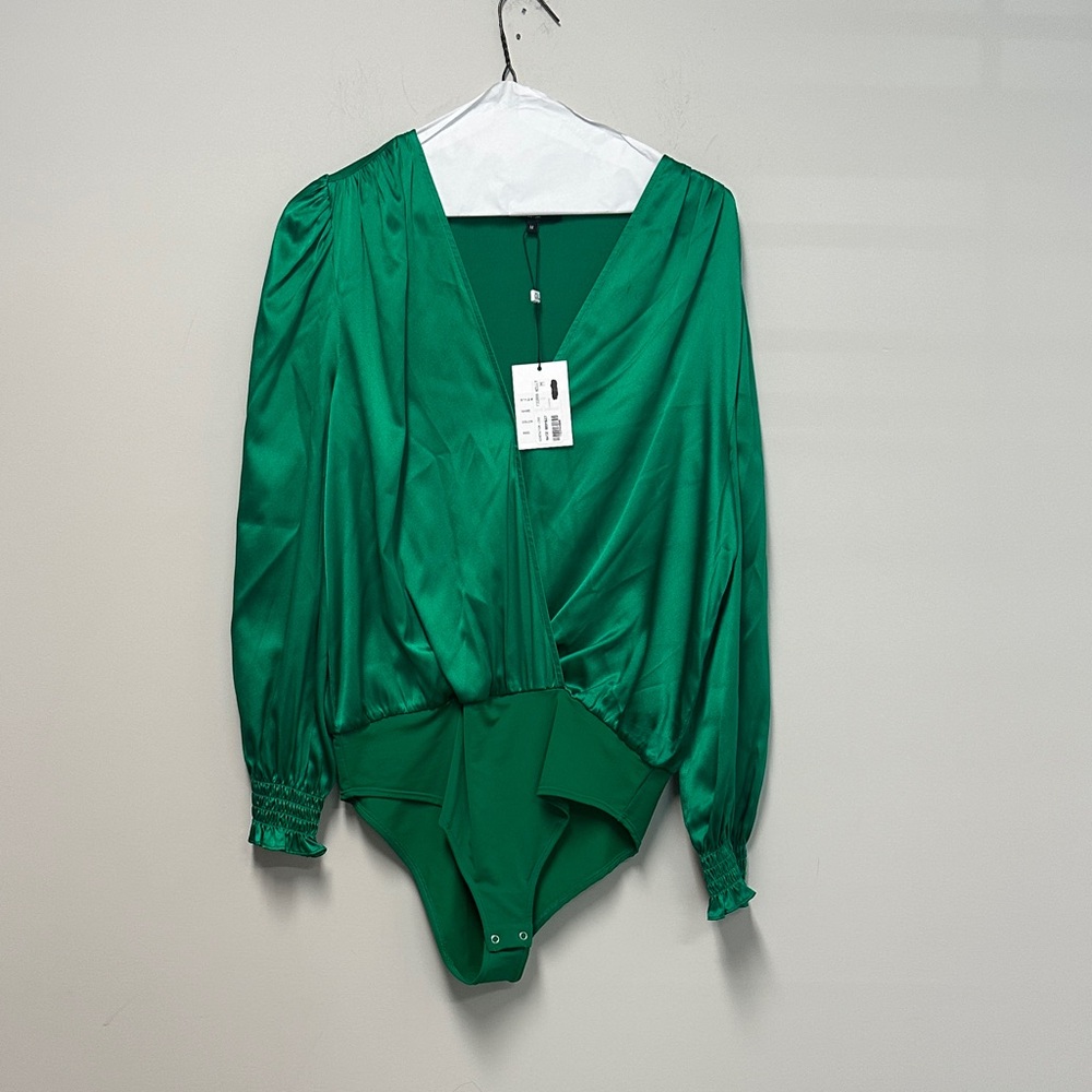Emerald Green Satin Bodysuit